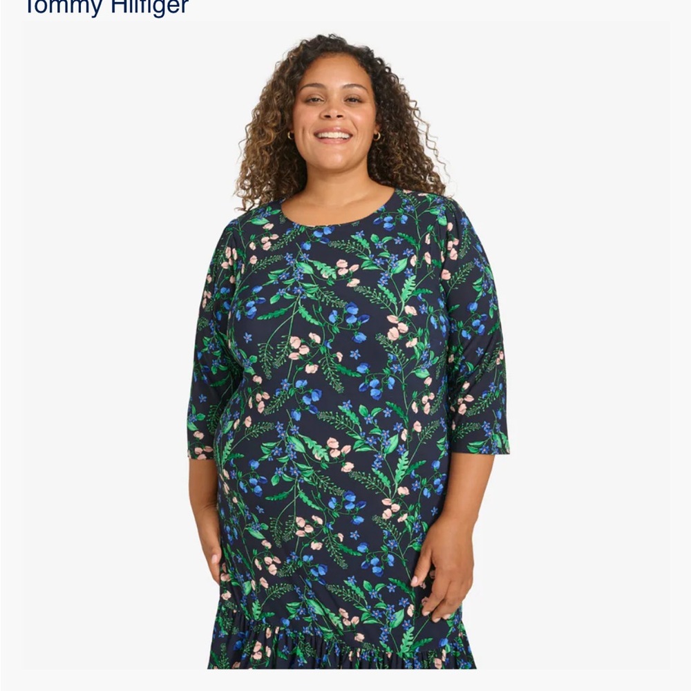 Tommy Hilfiger Women's Floral Top - Black and Green